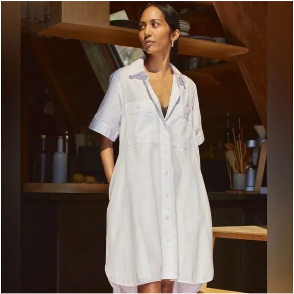 Everlane Daytripper White Button-Up Shirt Dress